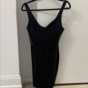 Zara Black Midi Dress with Mesh Insets